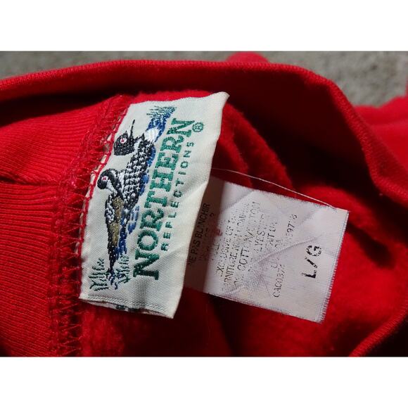 Northern Reflections Vintage Red Winter Birds Mock Neck Sweatshirt L Cottagecore - Picture 7 of 8